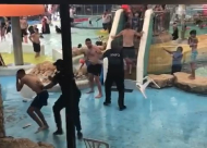 شاهد: شجار بين شبان ورجال الأمن داخل منتجع في حولون